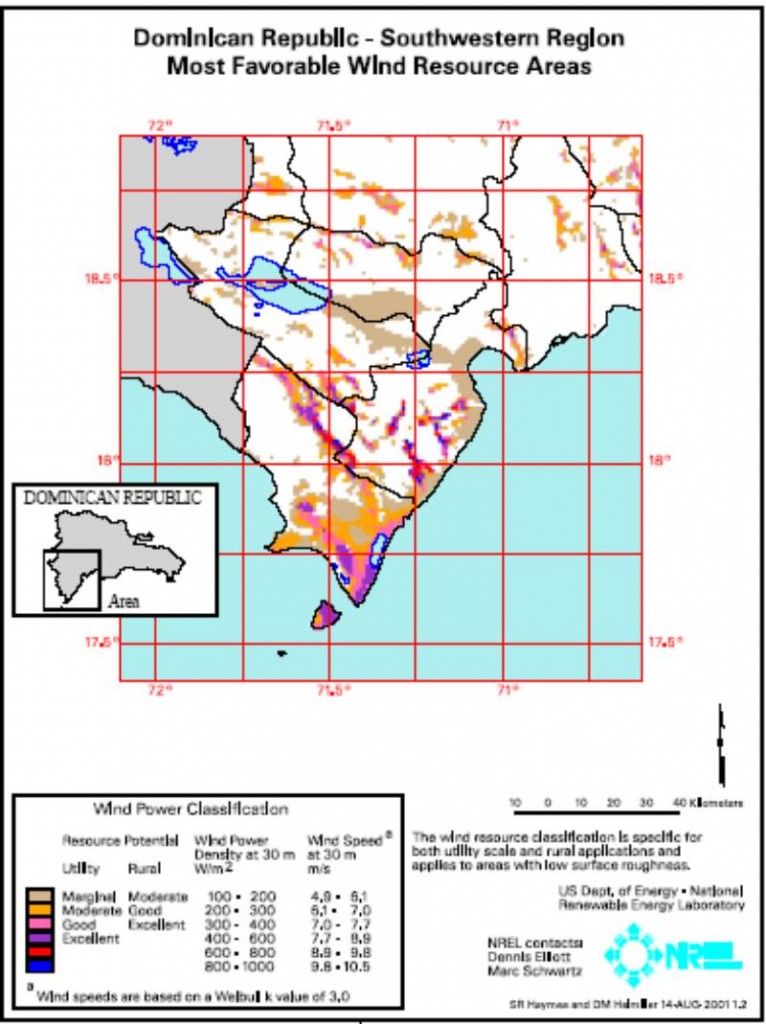 Mapa Eólico República Dominicana