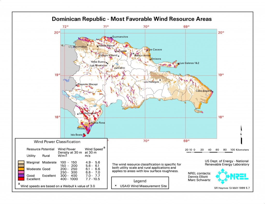 Mapa Eólico República Dominicana