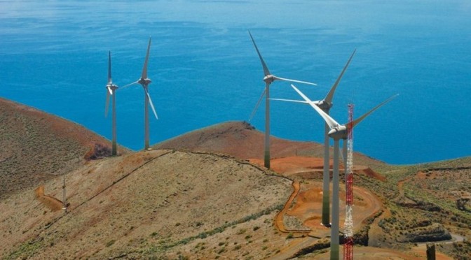 Eólica en Canarias: parque eólico La Vaquería en Agüimes en Gran Canaria