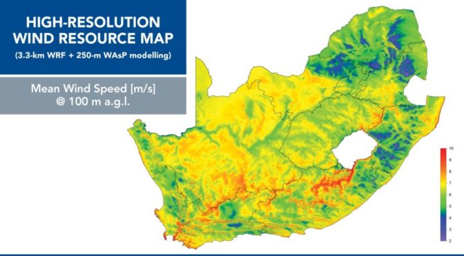 Atlas de energía eólica para Sudáfrica