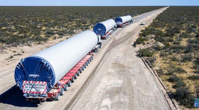 Eólica en Argentina: Traslado de torres de aerogeneradores