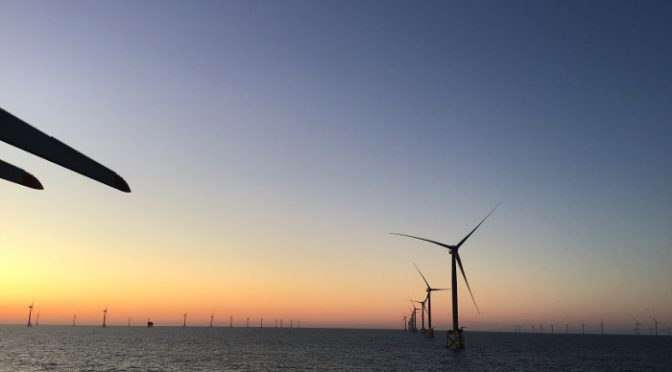 Todos los aerogeneradores instalados en la central eólica East Anglia ONE