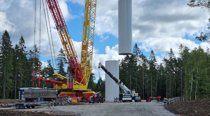 Eólica de Grönhult: instalación de los aerogeneradores