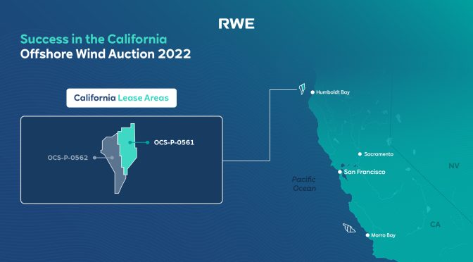 RWE fortalece la cartera de energía eólica marina de EE. UU. con éxito en la subasta de energía eólica marina flotante de California