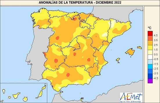 Diciembre de 2022, el más cálido en España desde 1961