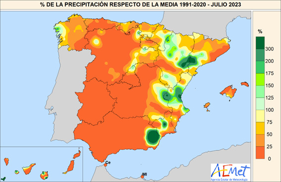 Julio de 2023 fue un mes muy cálido y seco