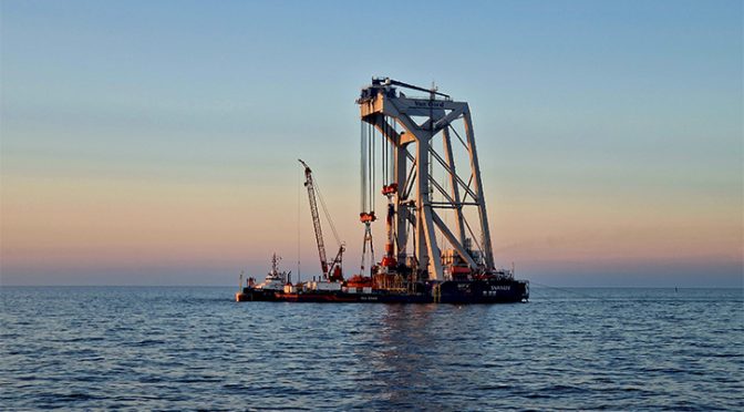 Iberdrola instala los cincuenta monopilotes del parque eólico marino Baltic Eagle