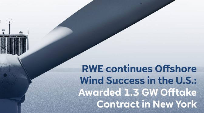 RWE continúa con el éxito de la energía eólica marina en EE. UU.: se le adjudica un parque eólico de 1,3 GW en Nueva York