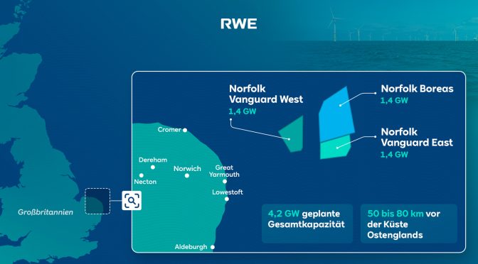 Vattenfall venderá la zona eólica de Norfolk a RWE
